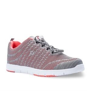 Propet Travel Walker EVO Sneaker Shoes Size 6.5 Wide Coral/Grey New IN BOX